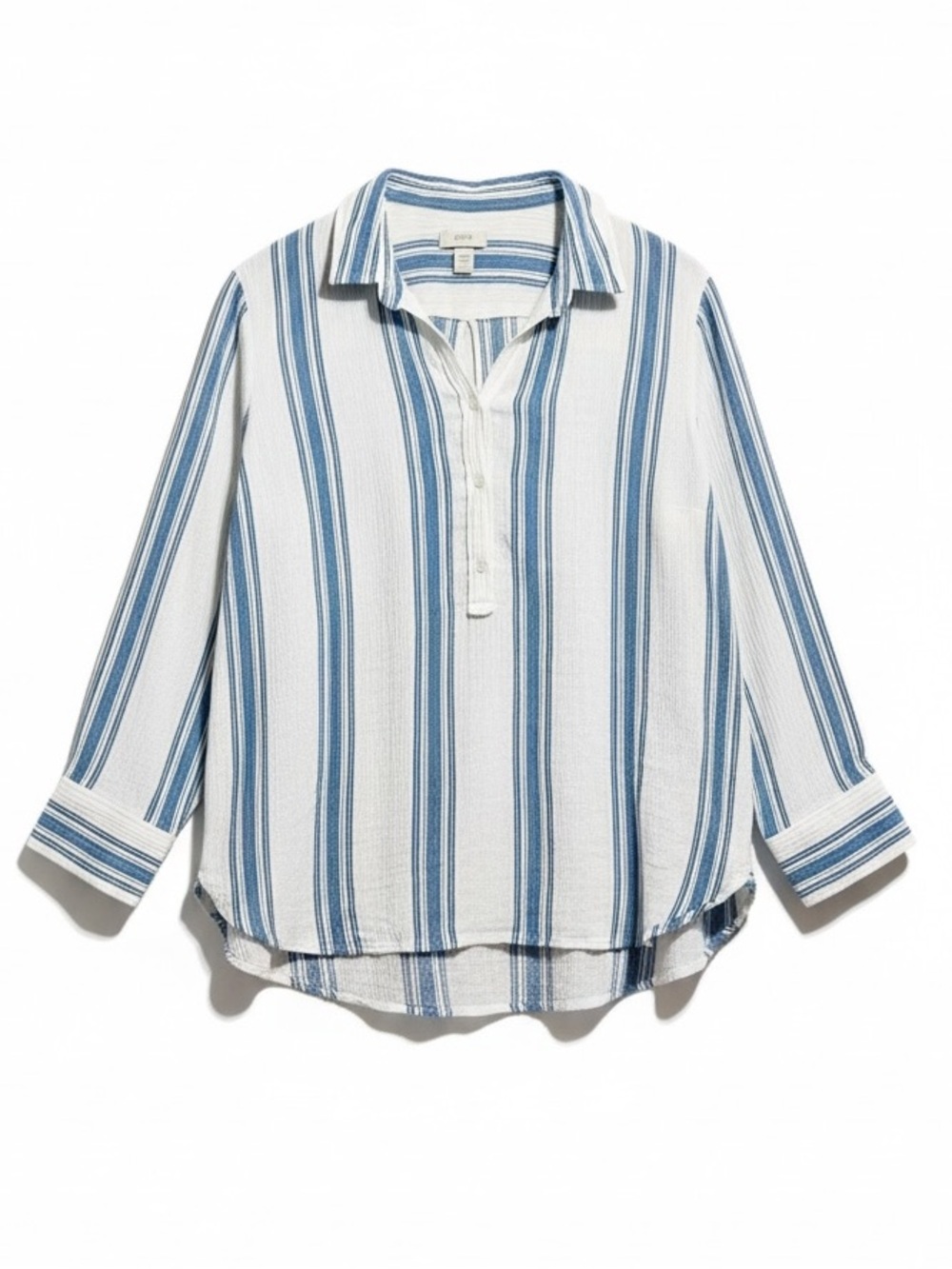 J.Crew Blue White Stripe Popover Blouse XL Cotton